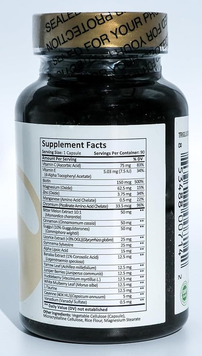 Supplement: Vanadium, Chromium, Gymnema Sylvestre, Alpha Lipoic Acid, Cinnamon, and More | 90 Veg Caps