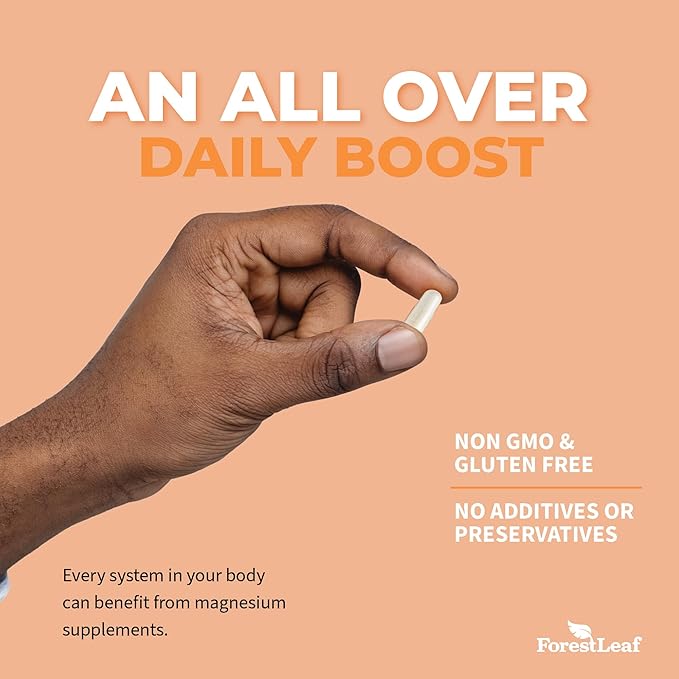 Pure Magnesium Glycinate 400mg Serving - High Absorption Magnesium Glycinate - Mag Bisglycinate for Stress, Bones, Muscles, Nerves, Relaxation & Heart Health, Non GMO & Gluten Free - 180 Capsules