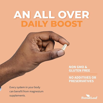 Pure Magnesium Glycinate 400mg Serving - High Absorption Magnesium Glycinate - Mag Bisglycinate for Stress, Bones, Muscles, Nerves, Relaxation & Heart Health, Non GMO & Gluten Free - 180 Capsules