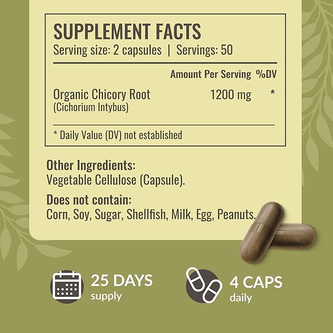 HERBAMAMA Inulin and Chicory Kit - Bundle of 1200 mg Inulin Fiber & 1200 mg Chicory Root Capsules - Vegan, Non-GMO, Gelatinl-Free - 2 Pack