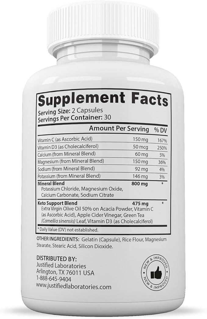 (10 Pack) Optimal Keto Pills 1275MG New & Improved Formula Contains Apple Cider Vinegar Extra Virgin Olive Oil Powder Green Tea Leaf 600 Capsules