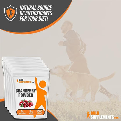 BulkSupplements.com Cranberry Powder - Cranberry Supplements for Women & Men, Dried Cranberries Unsweetened - for Urinary Tract Health, Gluten Free & Sugar Free, 5g per Serving, 5kg