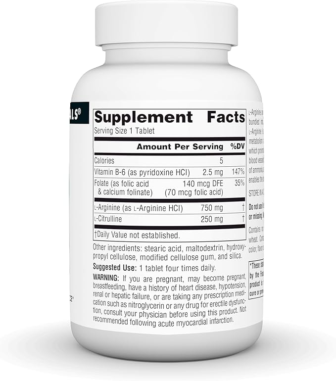 Source Naturals L-Arginine L-Citrulline Complex 1000mg Essential Amino Acid Supplement - 60 Tablets