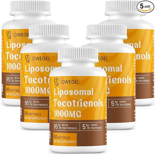 Liposomal Tocotrienols 1000mg - High Bioavailability Vitamin E Tocotrienols Supplements,95% Delta & 5% Gamma Tocotrienol Capsules Support Skin,Bone,Antioxidant,300 Softgels