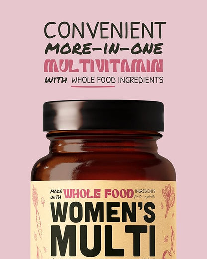 Multivitamin for Women - Daily Women’s Multivitamin - Methylated B Complex with Whole Food Ingredients, Vitamin B12, Folate, A, C, D3, E, K2, Organic Fruits & Vegetables - Vegan, Non-GMO - 60 Caps