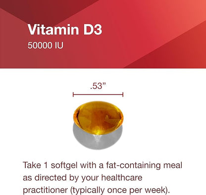 PROTOCOL FOR LIFE BALANCE Vitamin D3 50000 IU - Immune Support Health Bones and Teeth - 50 Softgels