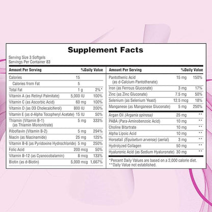 Nature's Bounty Hair Skin and Nails 5000 mcg of Biotin - 250 Coated Tablets Regular & Extra Strength (Extra Strength, Two Bottles each of 250 Softgels)
