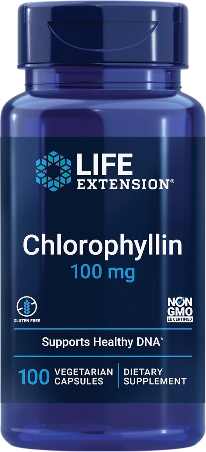 Life Extension Chlorophyllin, antioxidant & DNA Health Support, Gluten-Free, Non-GMO, Vegetarian, 100 Vegetarian Capsules