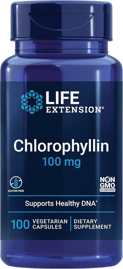 Life Extension Chlorophyllin, antioxidant & DNA Health Support, Gluten-Free, Non-GMO, Vegetarian, 100 Vegetarian Capsules