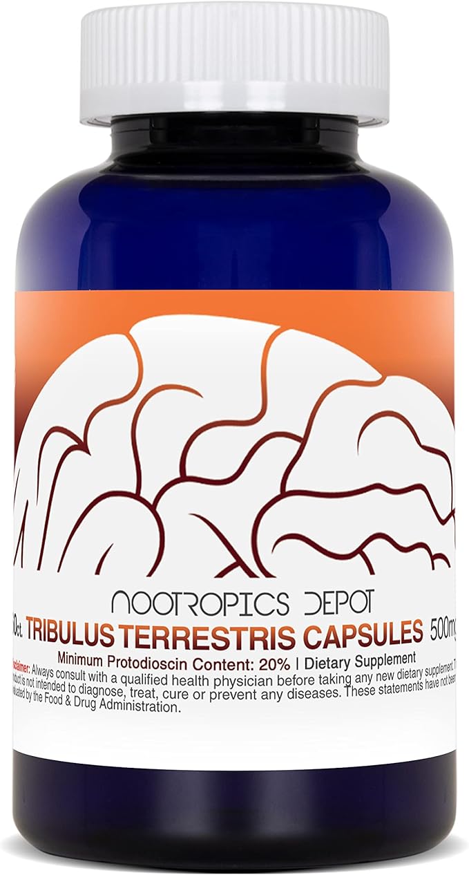 Nootropics Depot Tribulus Extract Capsules | 500mg | 20% Protodioscin | Tribulus terrestris | Fitness, Mood, & Vitality | 60 Count