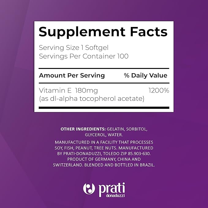 Vitamin E 400 IU – 100 Softgels – Strengthens The Defense System, Combats Free Radicals, and Promotes Healthy Aging – for Adults