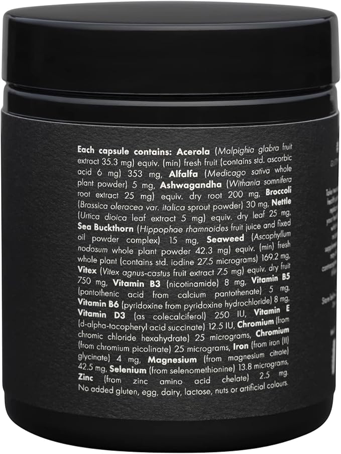 WelleCo The PMS Elixir Premenstrual Support Supplement for Women, Magnesium and Ashwagandha Capsules with Iron, Iodine, Broccoli Sprouts, Vitex, Chromium & B Vitamins, Vegan & Gluten Free, 60 Capsules