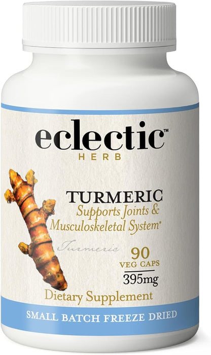 ECLECTIC INSTITUTE Raw Freeze-Dried Turmeric | US Grown | Vegetarian, Non-GMO, Gluten Free | 90 CT (395 mg)