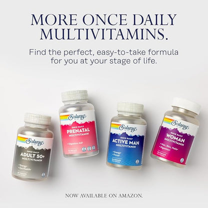 SOLARAY Once Daily High Energy Multivitamin for Women and Men - Energy Supplements - Immune Support w/Vitamin C, A, D and E, Vitamin B Complex, Trace Minerals, 60-Day Guarantee, 120 Serv, 120 VegCaps