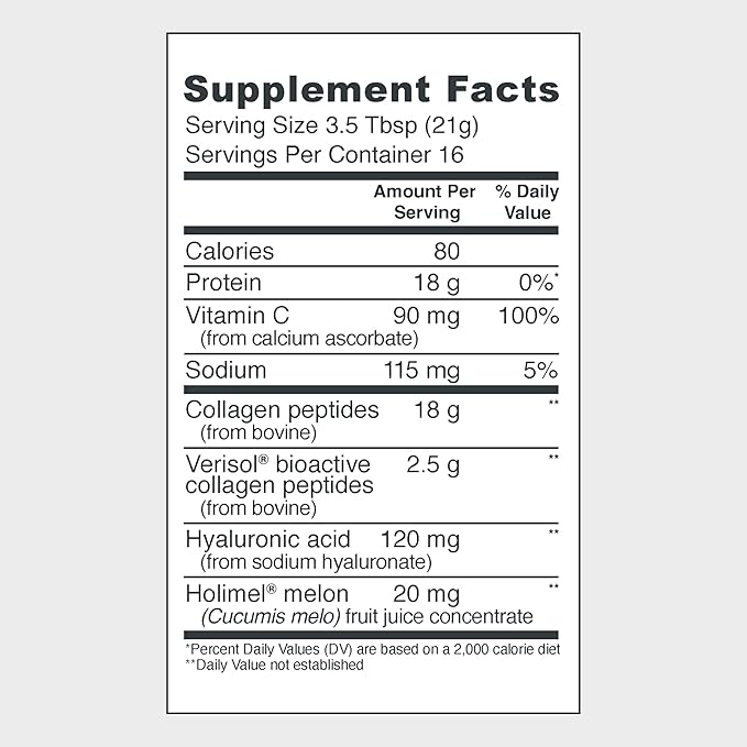 Vital Proteins Collagen Peptides for Women - 20g Hydrolyzed Collagen, Vitamin C, Hyaluronic Acid, Reduce Fine Lines & Wrinkles, Verisol & Holimel - Skin Complex Supplement, Unflavored 11.9oz Powder