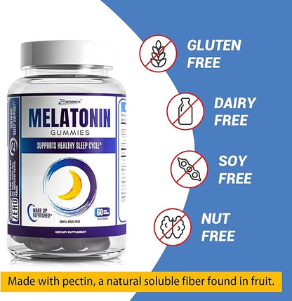 Zammex Melatonin Gummies 5mg | 60 Count | Sleep Supplement for Adult | Drug Free Sleep Aid Gummy | Natural Berry Flavor | Vegan, Non-GMO, Gluten Free