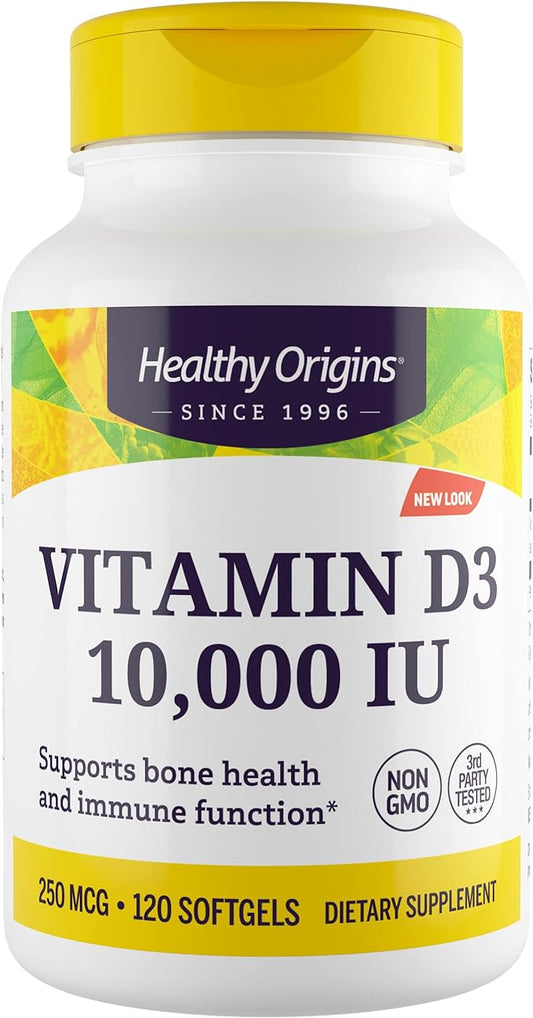 Healthy Origins Vitamin D3 10,000 IU (Non-GMO), 120 Softgels