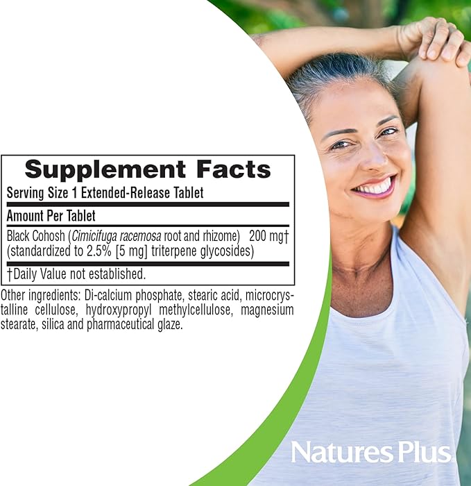 NaturesPlus Herbal Actives Black Cohosh - 30 Tablets - Nutritional Support for Well-Being During Menopause - Vegetarian, Gluten Free - 30 Servings