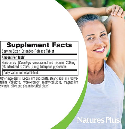 NaturesPlus Herbal Actives Black Cohosh - 30 Tablets - Nutritional Support for Well-Being During Menopause - Vegetarian, Gluten Free - 30 Servings