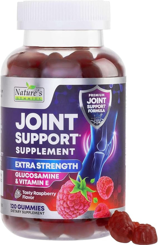 Joint Support Supplement - Extra Strength Glucosamine Gummy Supports Joints Health & Flexibility for Back, Knees, Hands - Natural Vitamin E Immune Support - Best Gummies for Women & Men - 120 Gummies
