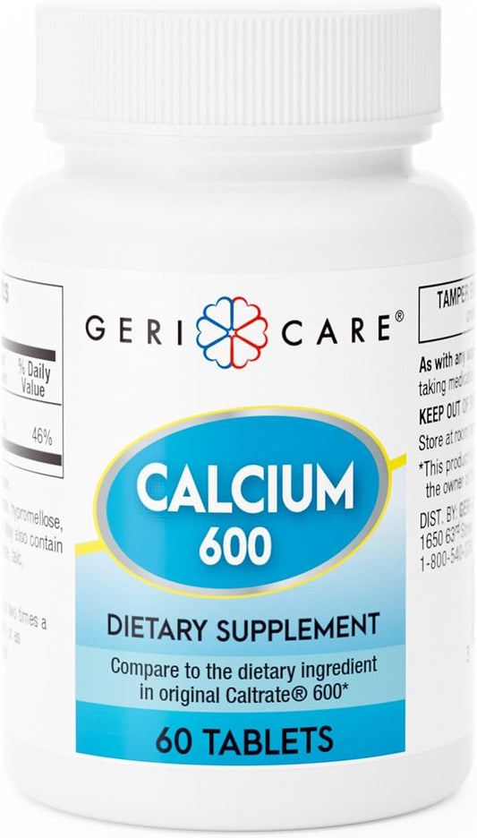 Gericare Calcium 600mg Supports Bone Health, Nutritional Supplement, 60 Count (Pack of 1)