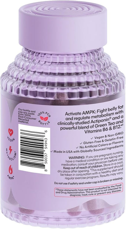 Lemme Burn - Metabolism, Belly Fat Burning + AMPK Activating Supplement for Men & Women w/Clinically Studied Actiponin Gynostemma, Green Tea Extract, Vitamins B6 & B12 - Gluten Free, 60 Count