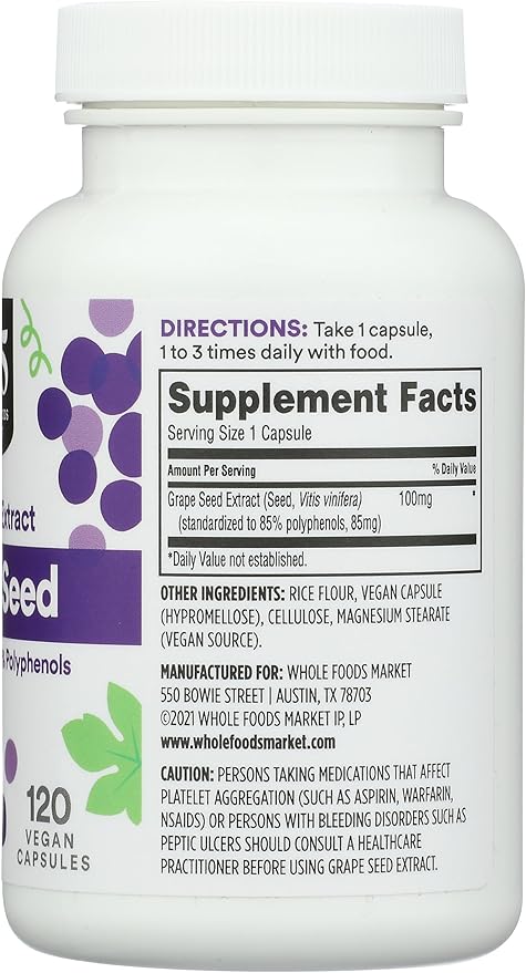 Whole Foods Market, Grape Seed Extract, 120 ct