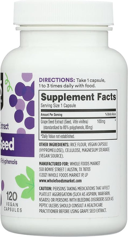 Whole Foods Market, Grape Seed Extract, 120 ct