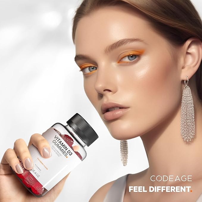 Codeage Vitamin D3 Gummy Vitamins, Vitamin D3 5000 IU Gummies Cholecalciferol 125 mcg, Soft Pectin-Based, Animal Gelatin-Free Gummy, Gummies Vitamins, Tasty Strawberry, Non-GMO - 2-Pack