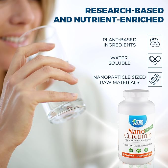 Nano Curcumin 500 mg Veggie Capsules (60 Servings), Nano for High Absorption, Supports Overall Wellness, Non-GMO, Vegan, Gluten-Free