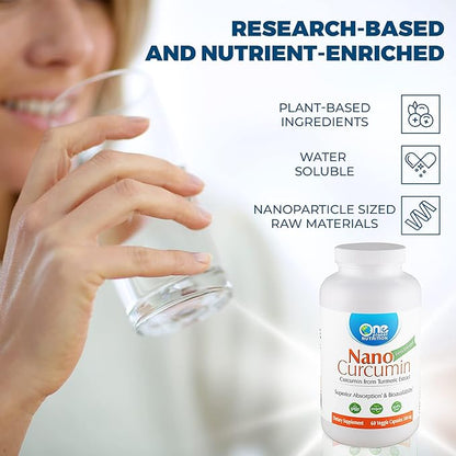 Nano Curcumin 500 mg Veggie Capsules (60 Servings), Nano for High Absorption, Supports Overall Wellness, Non-GMO, Vegan, Gluten-Free