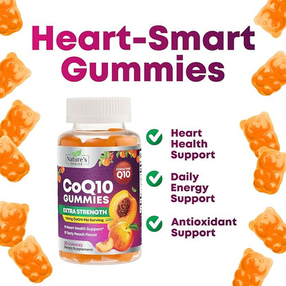 CoQ10 100mg Gummies - 3X Better Absorption, Antioxidant for Heart Health Support & Energy Production, Ultra Coenzyme Q10 Vitamins, Co q 10 Supplement, Dietary Supplement, Non-GMO - 30 CoQ10 Gummies