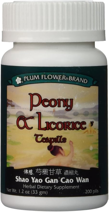 Peony & Licorice Teapills (Shao Yao Gan Cao Wan), 200 ct, Plum Flower