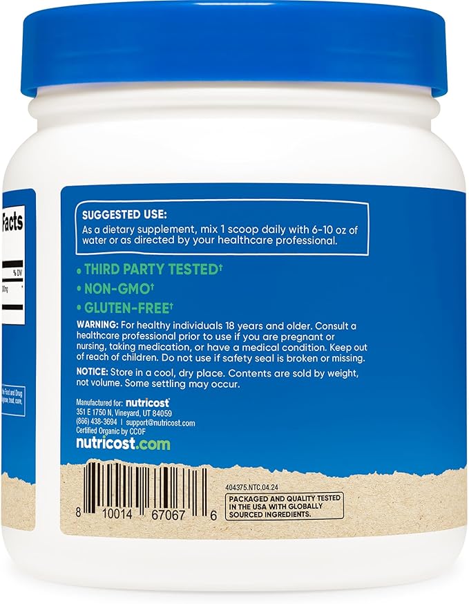 Nutricost Organic Astragalus Root Powder 1LB - Gluten Free, Non-GMO, Vegetarian