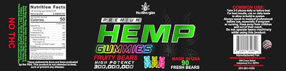 Hemp Gummies Premium Hemp Oil Gummy Bears Edibles-Natural Calm, Peace and Relaxation-Promote Sleep, Back-Natural Omega 3 6 9-High Potency Hemp-Made in USA
