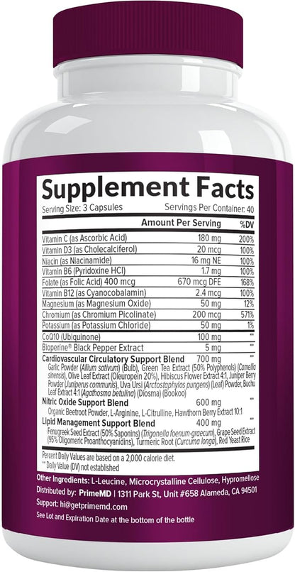 26-in-1 Nitric Oxide Supplement - Blood Pressure Supplements for Heart Health with Coq 10, Organic Beet Root Capsules with Hawthorn Berry and Garlic, 2103mg Per Serving (120 ct, 2 Pack)