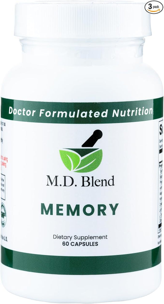 Memory - Natural Blend - Expert Formulated Supplement for Cognitive Wellness, Memory, & Neural Function - Premium L-Tyrosine, Phosphatidylserine, Bacopa Monnieri - 30 Capsules 3 Pack