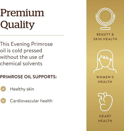 Solgar Evening Primrose Oil 500 mg, 180 Softgels - Promotes Healthy Skin & Cardiovascular Health - Nutritional Support for Women - Gluten Free, Dairy Free - 180 Servings