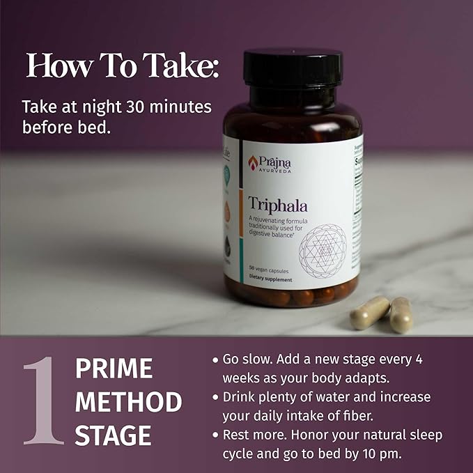 Dr. Chaudhary’s Prajna Ayurveda Triphala with Amla, Haritaki & Bibhitaki is a Rejuvenating Formula that is Traditionally used for Proper Digestion & Elimination, Vegan, Gluten-Free, Soy-Free, Organic