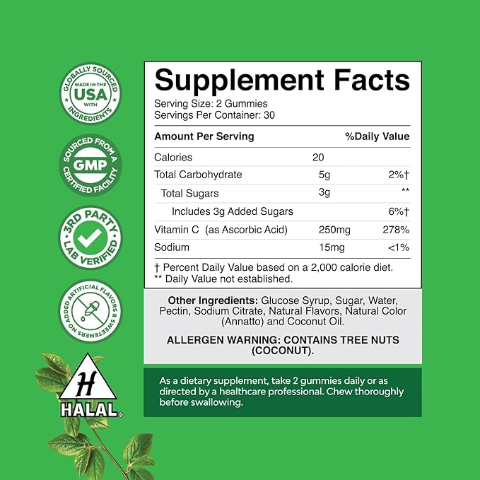 Natures Craft Bundle of Reduced Glutathione Supplement with Glutamic Acid and Chewable Vitamin C Gummies for Adults Halal Vitamin C Immune Support Gummies