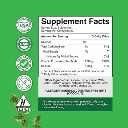 Natures Craft Bundle of Reduced Glutathione Supplement with Glutamic Acid and Chewable Vitamin C Gummies for Adults Halal Vitamin C Immune Support Gummies