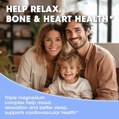 Magnesium Glycinate Liquid Drops 500mg with Taurate & Citrate for Women, Liquid Magnesium Supplement with Potassium & Omega3 for Sleep, Calm and Relax, High Absorption, Blueberry Flavor, 2 Fl Oz