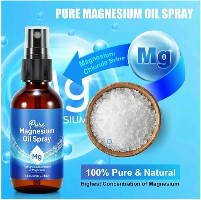2 Pack Magnesium Oil Spray for Body and Feet, Natural Topical Solution, Pure & Fast-Absorbing, Soothe Muscles, Relaxation Support, Joint & Skin Care Pain Reduction Non-Greasy, High Absorption.