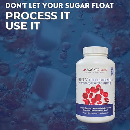 Big-V Triple Strength Vanadyl Supplement: Vanadyl Sulfate 30 mg, Taurine 600 mg, Selenium, Chromium and Niacin, Blended Mineral Supplement Capsules 90 ct