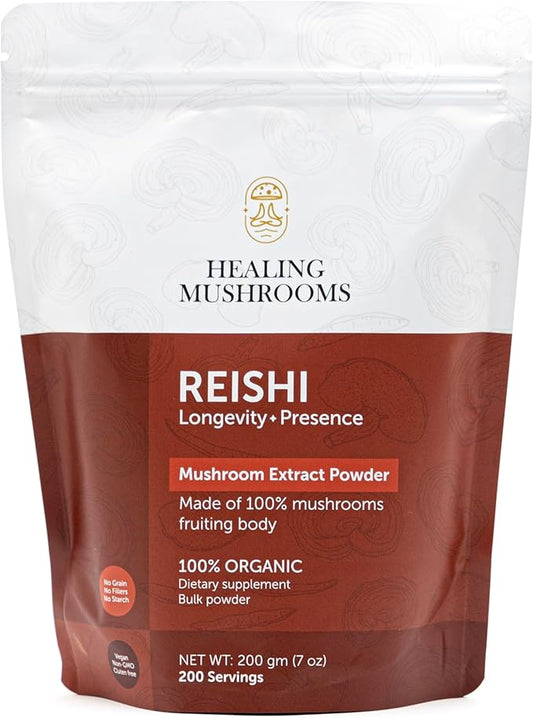 Reishi Extract Powder, Organic Mushroom Supplement (200 Gram)