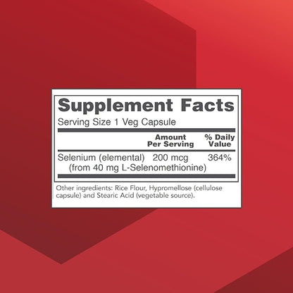 Protocol Selenium 200mcg - Immune Support, Thyroid & Prostate Health* - Selenium Supplements - Vegetarian, Kosher & Halal - 90 Veg Caps
