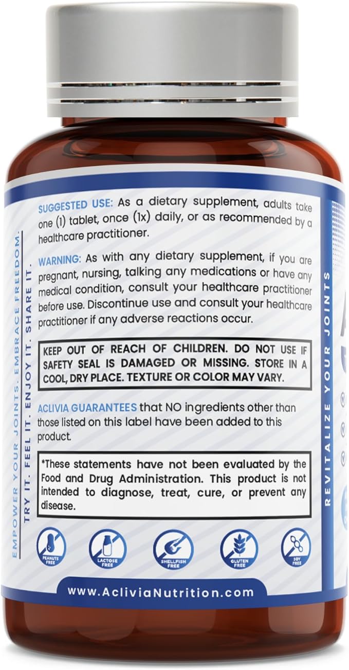 Joint Support Supplement - Mobility & Flexibility Formula with Hyaluronic Acid, Collagen, Egg Shell Membrane, Calcium & Astaxanthin - Non-GMO, Gluten-Free (30 Tablets)