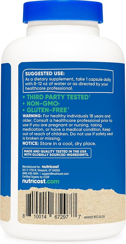 Nutricost Shatavari 600mg, 180 Capsules, 180 Servings - CCOF Certified Made with Organic Shatavari, Non-GMO, Gluten Free, Vegetarian Friendly