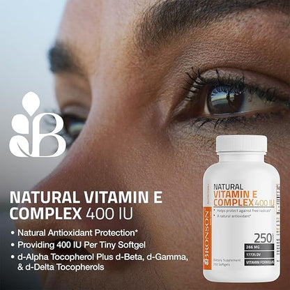 Bronson Natural Vitamin E Complex 400 I.U. Supplement (d-Alpha Tocopherol Plus d-Beta, d-Gamma, & d-Delta Tocopherols), Natural Antioxidant, 100 Softgels