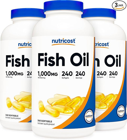 Nutricost Fish Oil 1000mg (560mg of Omega-3), 240 Softgels (3 Bottles)